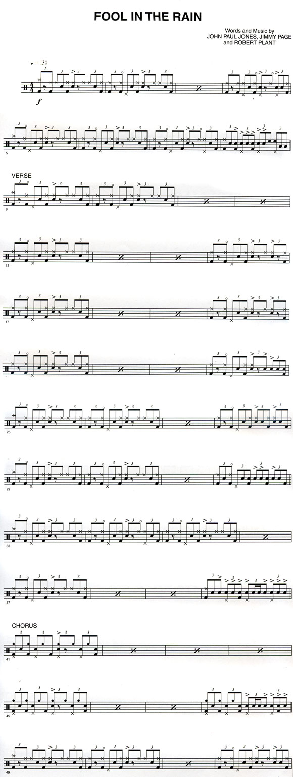 drummerworld john bonham fool in the rain sheet music